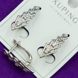 Серьги Xuping№2077 геометрической формы с цирконами куплю оптом медзолото медсплав сережки бижумаркет.