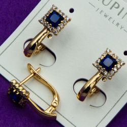 Серьги Xuping№2083 с большим синим камнем куплю оптом медицинский сплав бижутерию.
