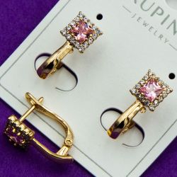 Серьги Xuping№2092 с большим розовым камнем куплю оптом медицинский сплав бижутерию.