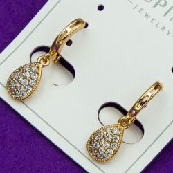 Серьги Xuping№2097 висюлька в виде капли с камнями куплю оптом медицинский сплав бижутерию.