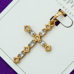 Крестик Xuping№358 с белыми цирконами купить оптом от производителя.