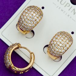 Серьги Xuping№2104 полукольцо с белыми цирконами куплю оптом медицинский сплав бижутерию.