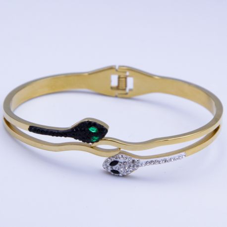 Браслет сталь№579 Д-16 см, Bvlgari змея купить оптом долговечная бижутерия высокого качества.
