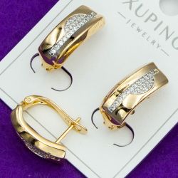 Серьги Xuping№2113 с цирконами белого цвета на английском замке куплю оптом медзолото медсплав сережки бижумаркет.