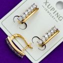 Серьги Xuping№2123 дорожка с белыми цирконами на английском замке куплю оптом медзолото медсплав сережки бижумаркет.