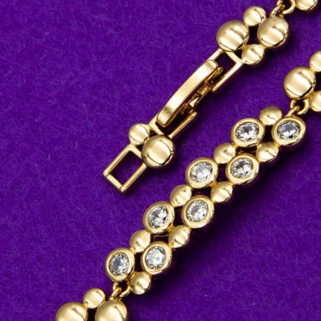 Браслет Xuping№28 17 + 2 см, 7 мм с цирконами белого цвета оригинальный дизайн браслеты купить оптом от производителя.