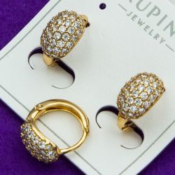Серьги Xuping№2126 полукольцо с цирконами белого цвета куплю оптом сережки бижумаркет.