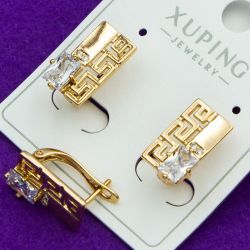 Серьги Xuping№2127 оригинальные с орнаментом куплю оптом сережки бижумаркет.