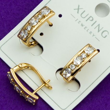 Серьги Xuping№2137 с белыми цирконами на английской застебке куплю медзолото медсплав бижутерия Харьков оптом.