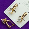 Серьги Xuping№2138 цветок с белым цирконом на английской застебке куплю медзолото медсплав бижутерия Харьков оптом.