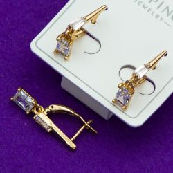 Серьги Xuping№2151 с белым цирконом на английсом замке куплю оптом медицинский сплав бижутерию.