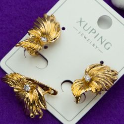 Серьги Xuping№2152 красивые с цирконом белого цвета куплю оптом медицинский сплав бижутерию.