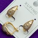 Серьги Xuping№2154 удлиненные капли с белыми камями куплю оптом сережки бижумаркет.