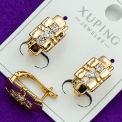 Серьги Xuping№2159 с цирконами белого цвета куплю оптом сережки бижумаркет.