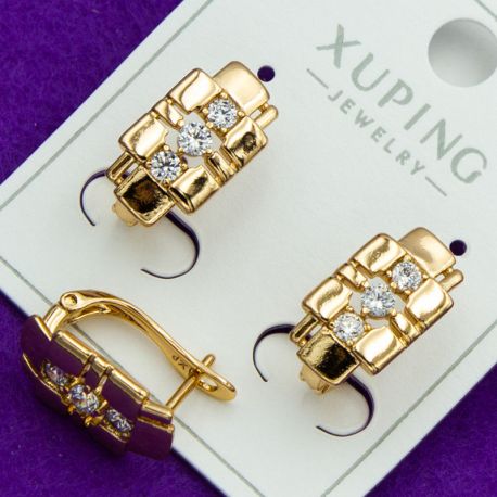 Серьги Xuping№2159 с цирконами белого цвета куплю оптом сережки бижумаркет.