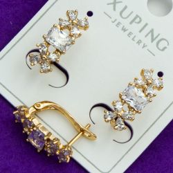 Серьги Xuping№2164 на английском замке с белыми цирконами куплю медзолото Харьков оптом.