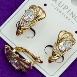 Серьги Xuping№2167 с белыми цирконами на английской застежке куплю медзолото Харьков оптом.