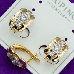 Серьги Xuping№2168 оригинальные с белыми цирконами на английской застежке куплю медзолото Харьков оптом.