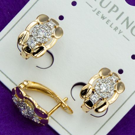 Серьги Xuping№2168 оригинальные с белыми цирконами на английской застежке куплю медзолото Харьков оптом.