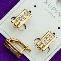 Серьги Xuping№2170 интересный дизайн с камнями куплю медзолото Харьков оптом.