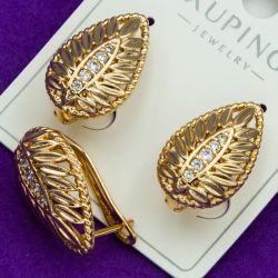 Серьги Xuping№2184 листочек под золото на английской застежке куплю оптом недорого бижумаркет.