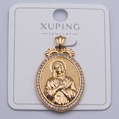 Кулон Xuping№383 Дева Мария под золото 18К с белыми цирконами бижутерия мелкий опт недорого.