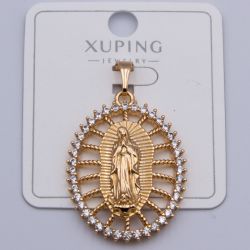 Кулон Xuping№383 Дева Мария под золото 18К с белыми цирконами бижутерия мелкий опт недорого.