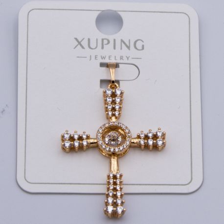 Кулон Xuping№383 Дева Мария под золото 18К с белыми цирконами бижутерия мелкий опт недорого.