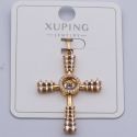 Крестик Xuping№394 с белыми цирконами под золото 18К бижутерия fashion jewelry недорого.