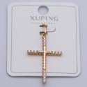 Крестик Xuping№396 с белыми цирконами под золото 18К бижутерия fashion jewelry недорого.