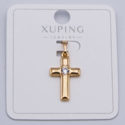 Крестик Xuping№397 с белым цирконом под золото 18К бижутерия fashion jewelry недорого.
