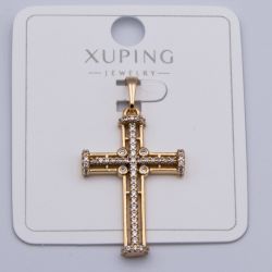 Крестик Xuping№398 с белыми цирконами под золото 18К бижутерия fashion jewelry недорого.