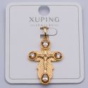 Крестик Xuping№400 с распятием и белыми цирконами под золото 18К бижутерия fashion jewelry недорого.
