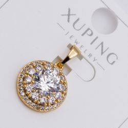 Кулон Xuping№405 имеет круглую форму в стиле "Гало" с цирконами на основе под золото 18К бижутерию купить оптом недорого.