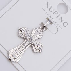 Крестик Xuping№409 с распятием выполненный в серебристом цвете бижутерию купить оптом недорого.