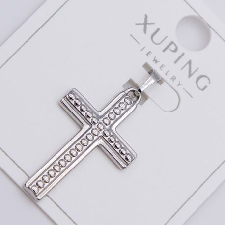 Крестик Xuping№411 выполненный в серебристом цвете бижутерию купить оптом недорого.