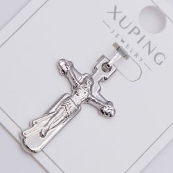 Крестик Xuping№412 с распятием выполненный в серебристом цвете бижутерию купить оптом недорого.