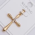 Крестик Xuping№416 с белыми цирконами на основе под золото 18К бижутерию купить оптом недорого.