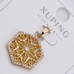 Кулон Xuping№423 в форме снежинки с белыми цирконами на основе под золото бижутерию 18К купить оптом недорого.