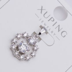 Кулон Xuping№426 изысканный в серебристом цвете с цирконами бижутерию купить оптом недорого.