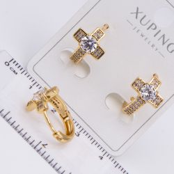Серьги Xuping№2185 крестик с цирконами на круглом замке куплю оптом недорого бижумаркет.