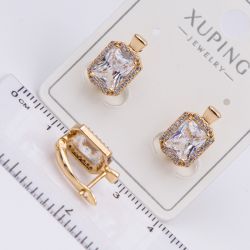 Серьги Xuping№2188 с белым цирконом на английском замке куплю оптом недорого бижумаркет.