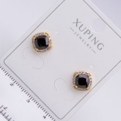 Серьги Xuping№2190 гвоздики с черным камнем и цирконами куплю оптом недорого бижумаркет.