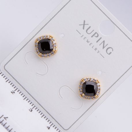 Серьги Xuping№2190 гвоздики с черным камнем и цирконами куплю оптом недорого бижумаркет.