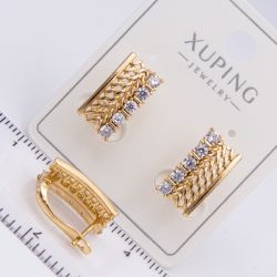 Серьги Xuping№2195 ажурные с белыми цирконами ювелирная бижутерия Харьков оптом.