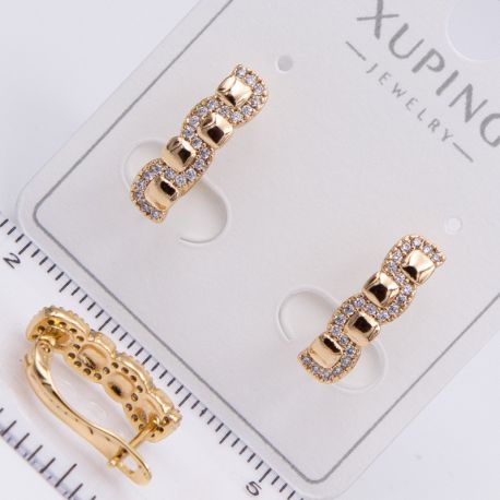 Серьги Xuping№2196 орнамент с белыми цирконами ювелирная бижутерия Харьков оптом.
