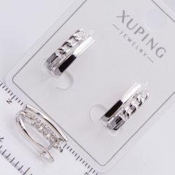 Серьги Xuping№2198 стильные с белыми цирконами ювелирная бижутерия Харьков оптом.
