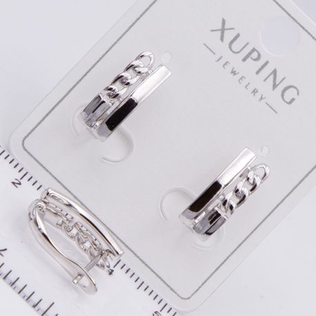Серьги Xuping№2198 стильные с белыми цирконами ювелирная бижутерия Харьков оптом.