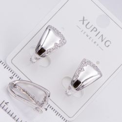 Серьги Xuping№2202 белые треугольники с цирконами ювелирная бижутерия Харьков оптом.