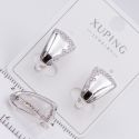 Серьги Xuping№2202 белые треугольники с цирконами ювелирная бижутерия Харьков оптом.